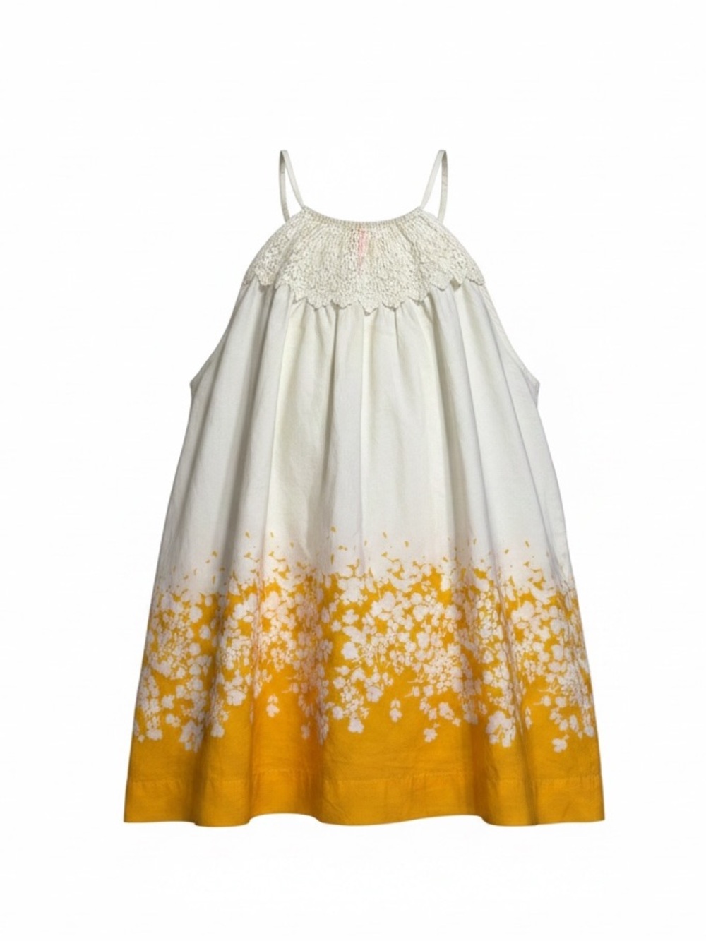 Elle White and Yellow Floral Tie-Strap Smocked Yoke Tank